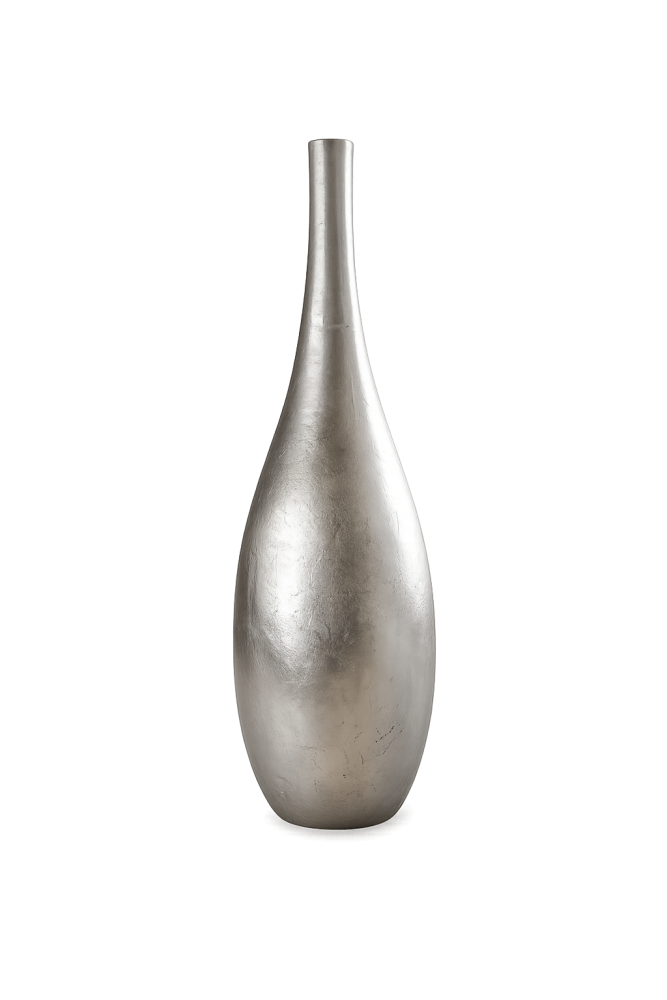 Vase design en terracotta argentée – sculpture décorative moderne pour intérieurs élégants